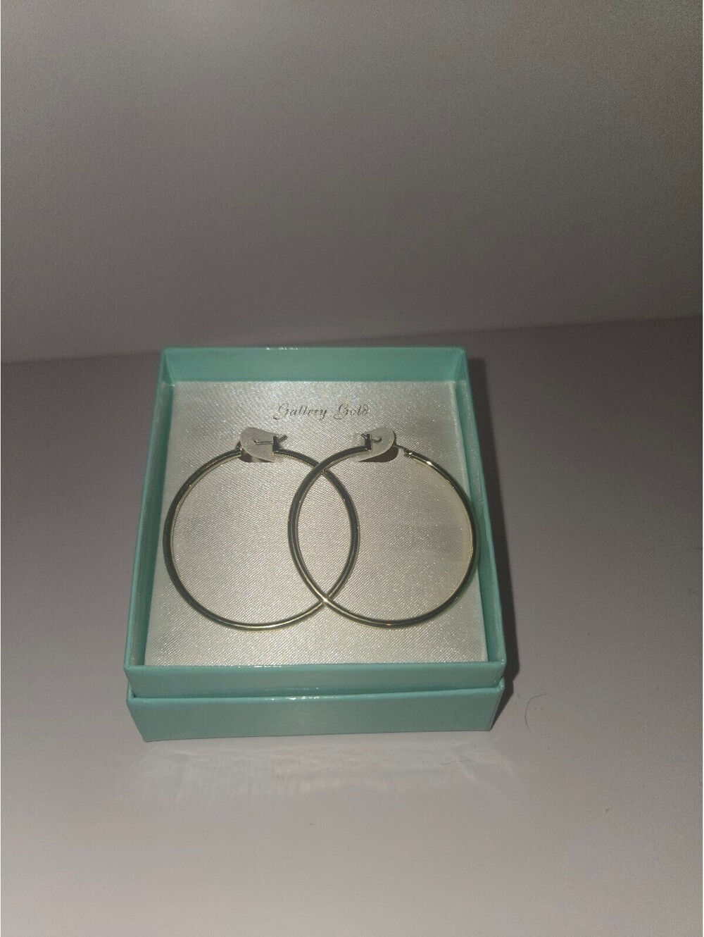 Vintage Gallery Large Hoop Earrings Silver Tone NOS Sears Original Box 90s Y2K